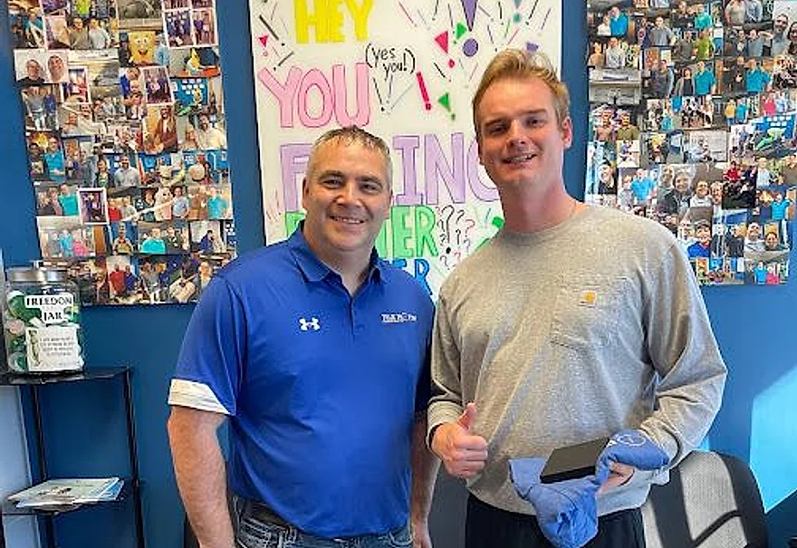 Dr. Nathan Weiss, D.C. with a patient at True North Chiropractic Center in Thief River Falls, MN
